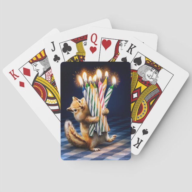 Baraja De Cartas Velas de cumpleaños de ardilla de tierra (Reverso)
