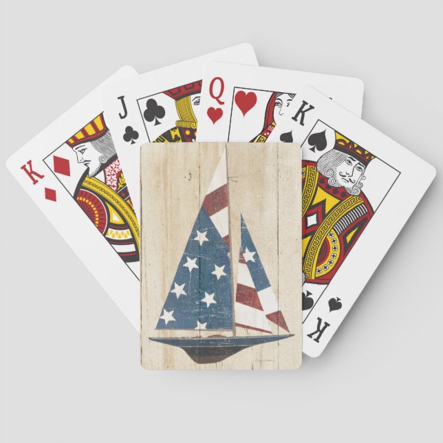 Baraja De Cartas Velero con la bandera americana (Reverso)