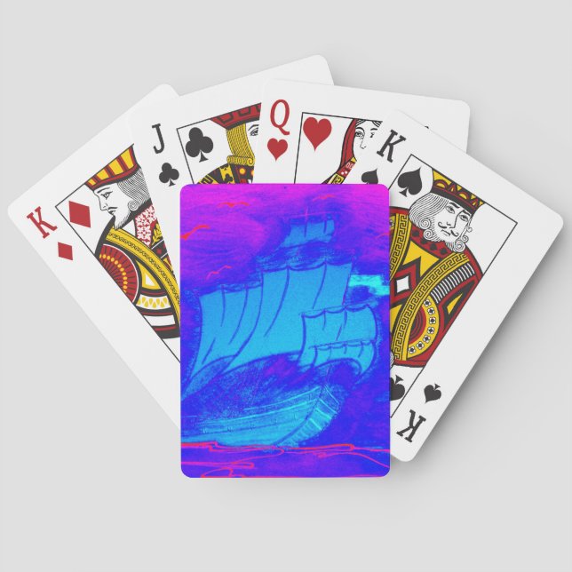 Baraja De Cartas velero fluorescente 1 (Reverso)