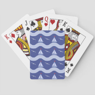 Baraja De Cartas Veleros en un modelo rayado del mar