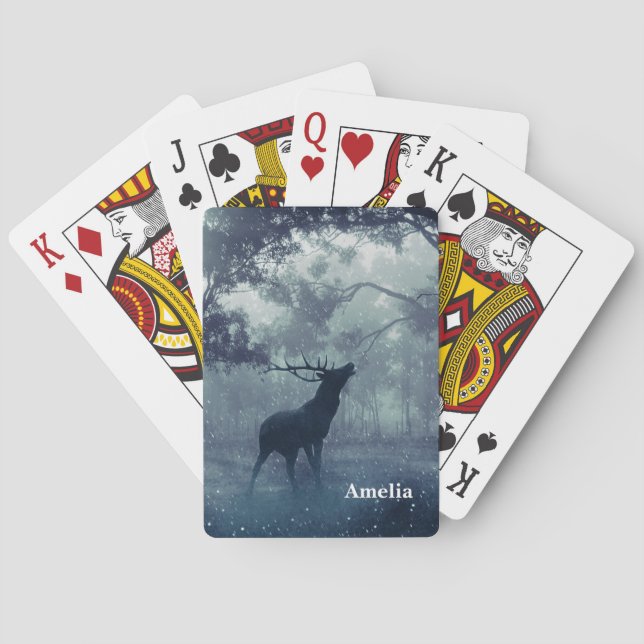 Baraja De Cartas Venado con polleras en un bosque oscuro (Reverso)