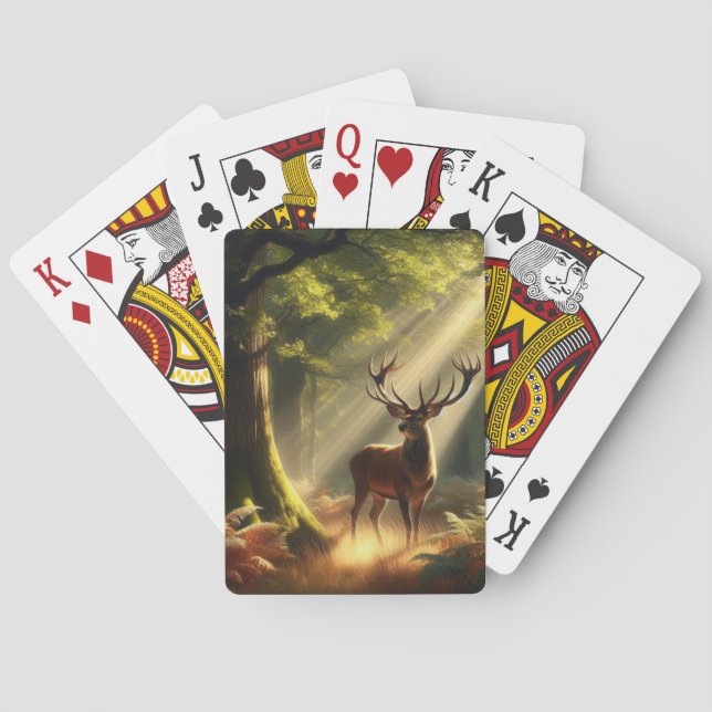 Baraja De Cartas Venado en el bosque matutino (Reverso)