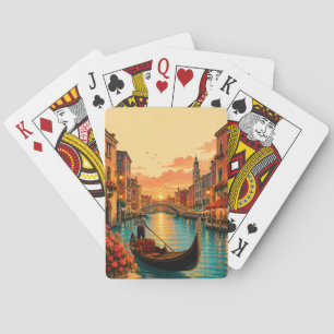Baraja De Cartas Venecia Romántica Italia Paseo en góndola Atardece