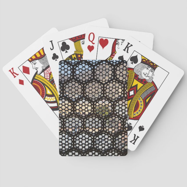 Baraja De Cartas ventana de celosía geométrica, India (Reverso)