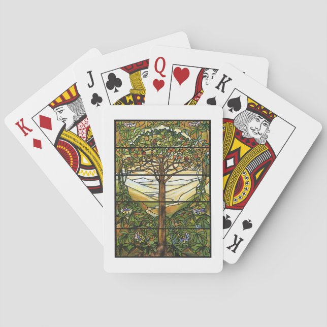 Baraja De Cartas Ventana de vidrio manchado de árbol de vida/tiffan (Reverso)