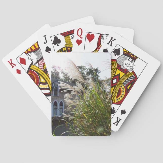 Baraja De Cartas Ventanas con arcos de gramíneas altas - Viñedo de  (Reverso)