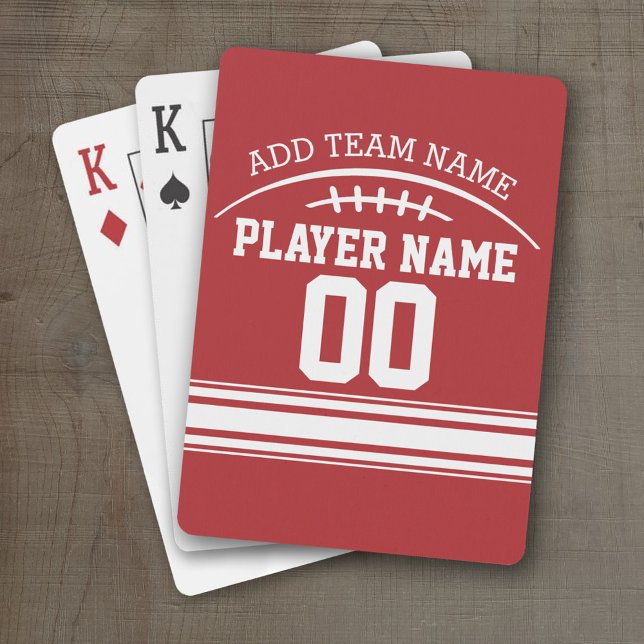 Baraja De Cartas Ventilador de fútbol con nombre y número personali (Personalized Playing Cards - Football  Design)