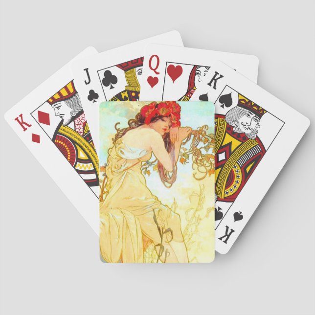 Baraja De Cartas Verano de Art Nouveau de Alphonse Mucha (Reverso)