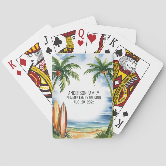 Baraja De Cartas Verano Sunset Beach Palm Tree Family Reunion Poker (Reverso)