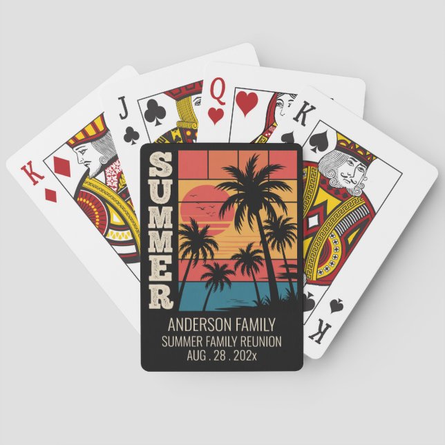 Baraja De Cartas Verano Sunset Beach Palm Tree Family Reunion Poker (Reverso)