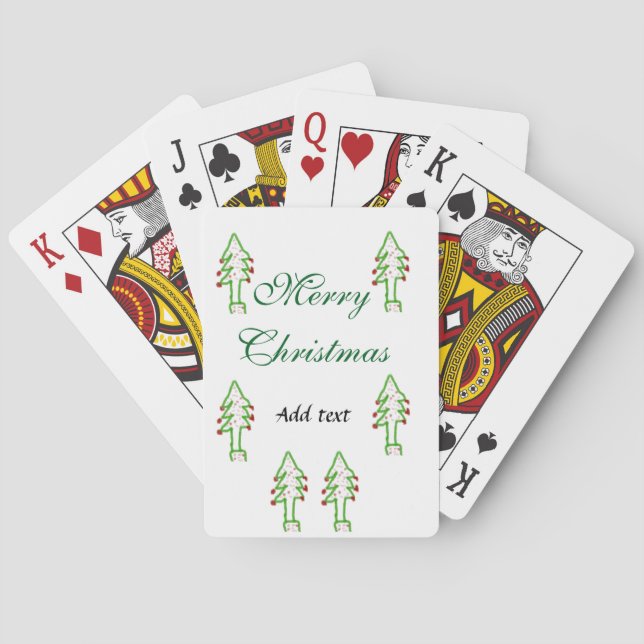 Baraja De Cartas Verde árbol de navidad rojo cereza alegría Navidad (Reverso)