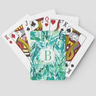 Baraja De Cartas Verde de la SELVA de la HOJA del PLÁTANO tropical