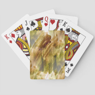 Baraja De Cartas verde del arte, fondo marrón de la pintura de la