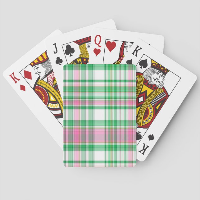 Baraja De Cartas Verde esmeralda, rosa caliente, madrás de perrito  (Reverso)