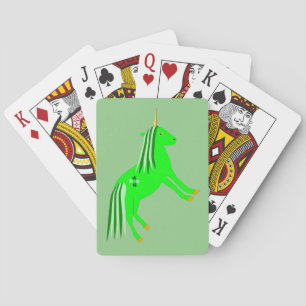 Baraja De Cartas Verde irlandés lindo y unicornio de oro