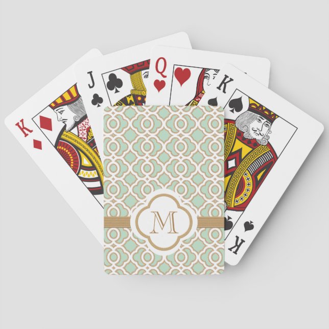 Baraja De Cartas Verde menta y oro (Reverso)
