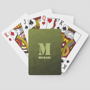 Baraja De Cartas Verde oliva del ejército patrón de malla geométric
