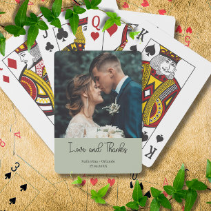 Baraja De Cartas Verde Salvia Elegante Boda Amor y Agradecimiento F