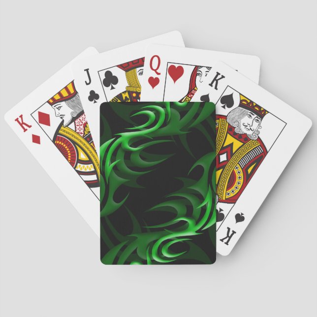 Baraja De Cartas Verde sobre tarjetas de juego "Smoke" negro (Reverso)