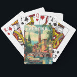 Baraja De Cartas Verona Italia Viaje de arte<br><div class="desc">Diseño de viaje vectorial retro de Verona. Verona es una ciudad de la región del Véneto,  en el norte de Italia,  con un casco antiguo medieval construido entre el río Adige. Es famosa por ser el escenario de "Romeo y Julieta" de Shakespeare.</div>