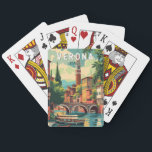 Baraja De Cartas Verona Italia Viaje de arte<br><div class="desc">Diseño de viaje vectorial retro de Verona. Verona es una ciudad de la región del Véneto,  en el norte de Italia,  con un casco antiguo medieval construido entre el río Adige. Es famosa por ser el escenario de "Romeo y Julieta" de Shakespeare.</div>
