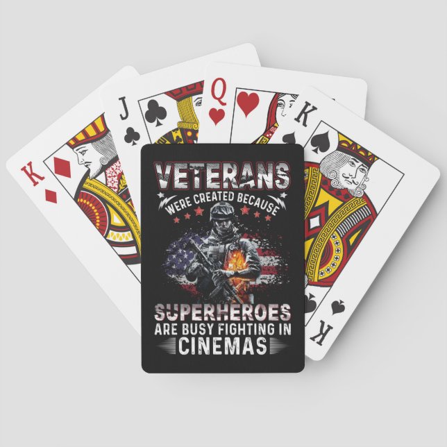 Baraja De Cartas Veteranos porque superhéroes ocupados en cines (Reverso)