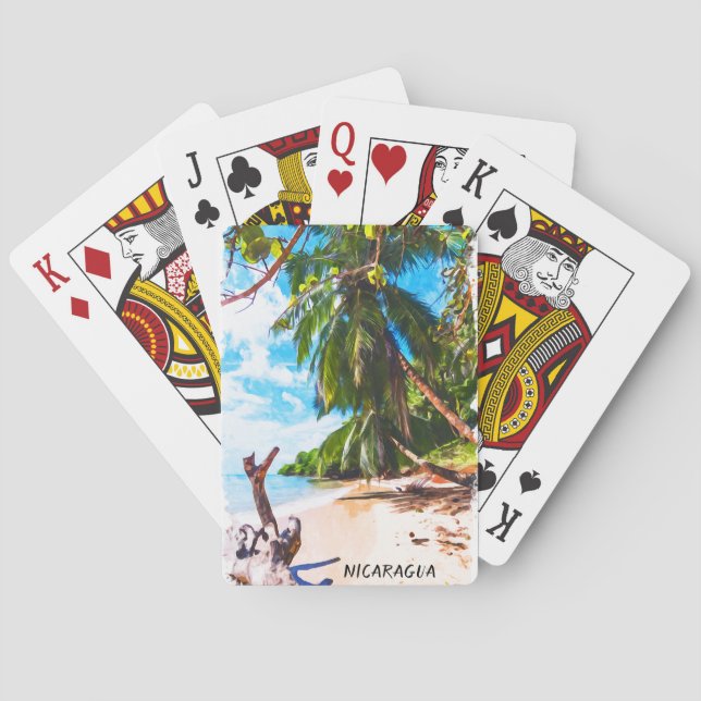 Baraja De Cartas Viaje de aguas tropicales de Nicaragua Beach (Reverso)