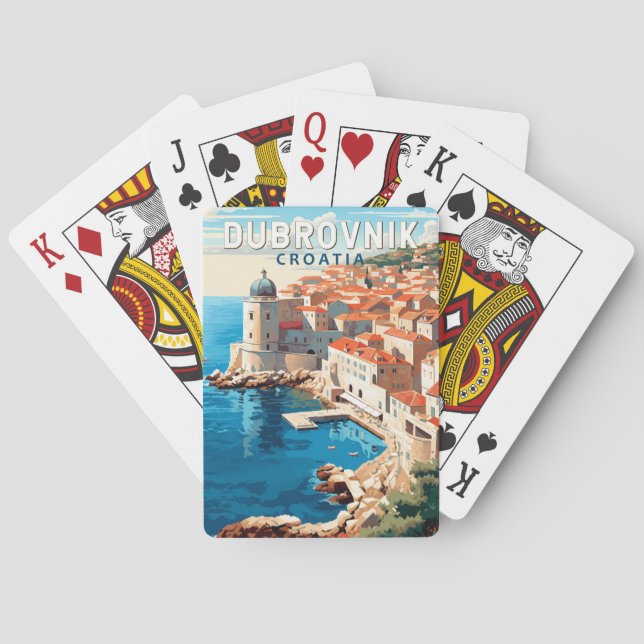 Baraja De Cartas Viaje de arte de Dubrovnik Croacia (Reverso)