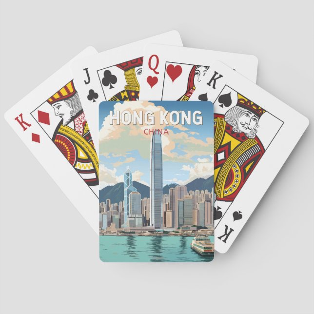 Baraja De Cartas Viaje de arte de Hong Kong China (Reverso)