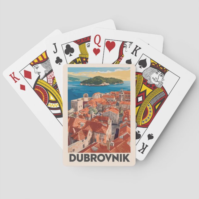 Baraja De Cartas Viaje de arte de Ilustracion de Dubrovnik Croacia (Reverso)