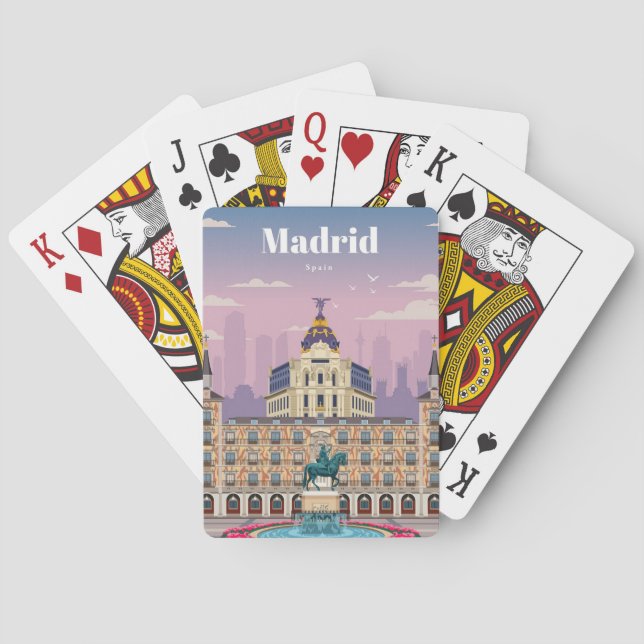 Baraja De Cartas Viaje De Arte Viajero A Madrid España (Reverso)