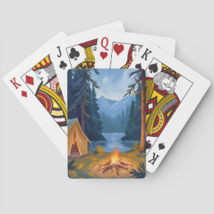 Baraja De Cartas Viaje de Camping Fogueira en el Bosque Carpa Acuar