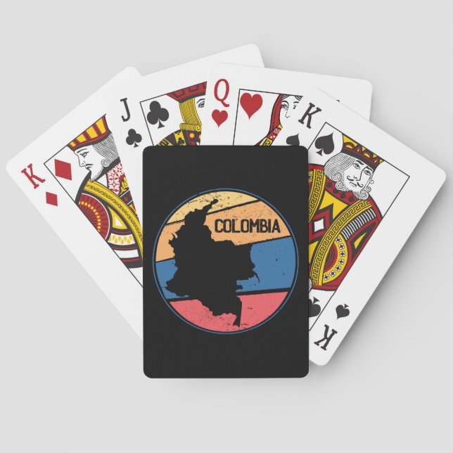 Baraja De Cartas Viaje de época Colombia Mapa colorido (Reverso)