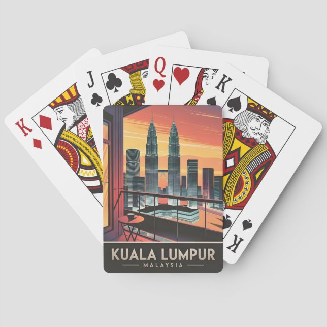 Baraja De Cartas Viaje de época Kuala Lumpur Malasia Sunset Retro (Reverso)