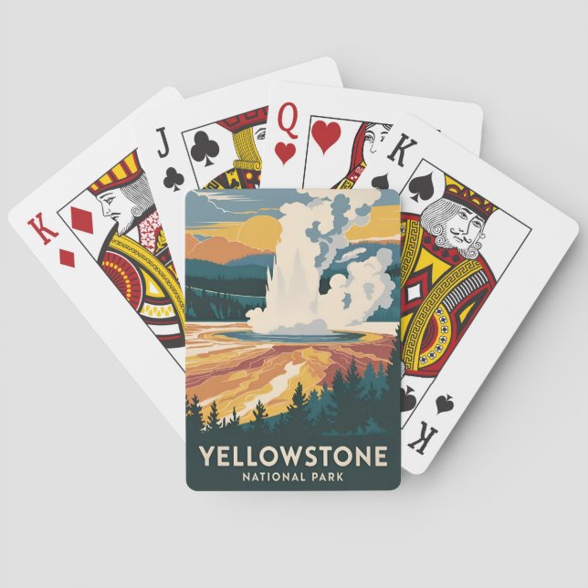 Baraja De Cartas Viaje de época Parque Nacional Yellowstone Escenar (Reverso)