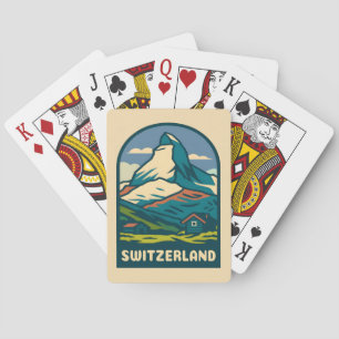Baraja De Cartas Viaje de época retro Suiza Matterhorn