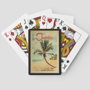 Baraja De Cartas Viaje de vintage de Júpiter Palm Tree
