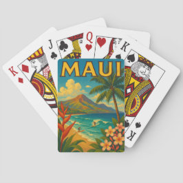 Baraja De Cartas Viaje del paraíso de surf Retro Maui Hawaii