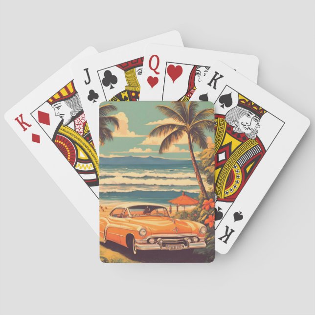Baraja De Cartas Viaje en automóvil de época hawaiano Honolulu Mid- (Reverso)