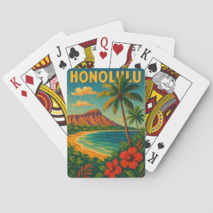 Baraja De Cartas Viaje en Hawaii por la playa de Vintage Honolulu O