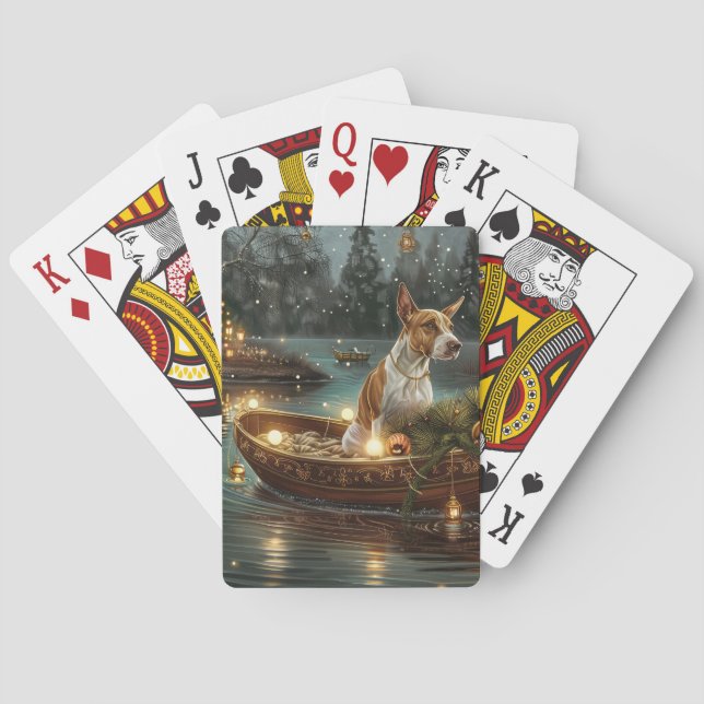 Baraja De Cartas Viaje festivo para Navidades de Bull Terrier (Reverso)