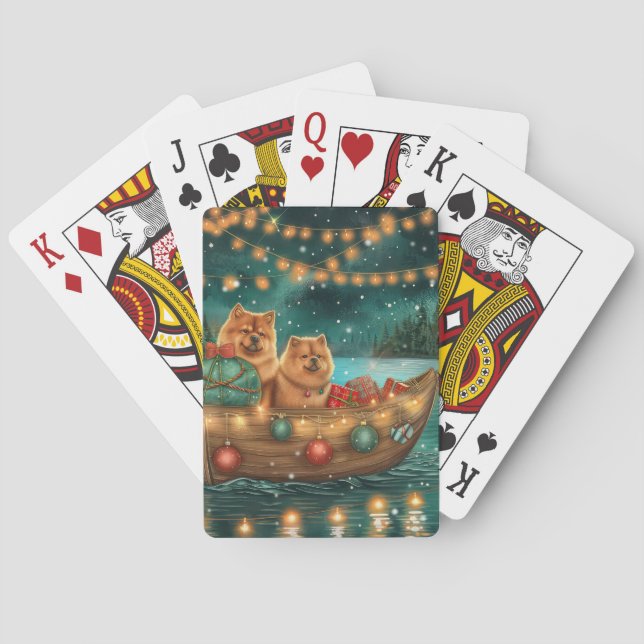 Baraja De Cartas Viaje festivo para Navidades de Chow Chow (Reverso)