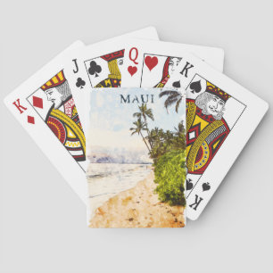 Baraja De Cartas Viaje por la acuarela Tropical Maui Hawaii