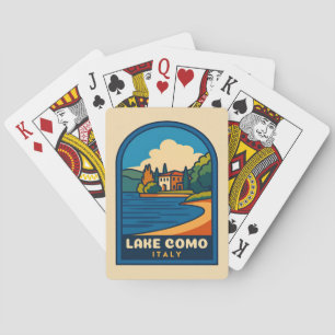 Baraja De Cartas Viaje Retro Viaje Lago Como Paisaje Italiano