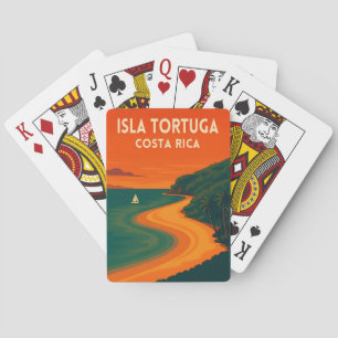 Baraja De Cartas Viaje Retro Vintage Costa Rica Isla Tortuga