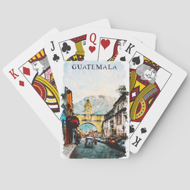 Baraja De Cartas Viaje retro vintage de Guatemala (Reverso)