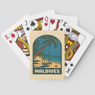 Baraja De Cartas Viaje retro vintage Isla de Maldivas Escenario