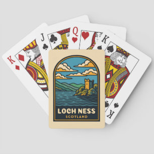 Baraja De Cartas Viaje retro vintage Loch Ness Castillo de Escocia