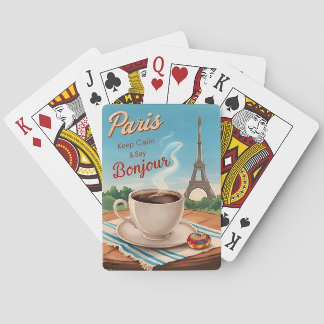 Baraja De Cartas Viaje retro vintage París Francia Torre Eiffel (Reverso)