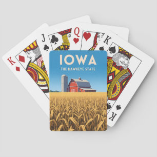 Baraja De Cartas Viaje Vintage Iowa Paisaje Agrícola del Corazón Re